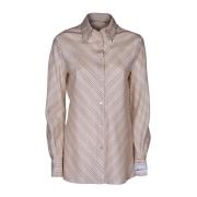 Erika Cavallini Randig damblus, Italiensktillverkad Beige, Dam