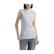 Peserico Stretch jersey topp med Punto Luce kant Gray, Dam