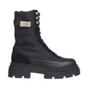 Tommy Hilfiger Svarta Snörade Biker Ankelboots Black, Dam