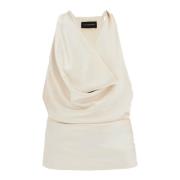 Andamane Draped Satin Ärmlös Topp White, Dam