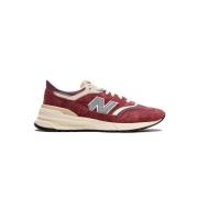 New Balance Unisex Mocka och Mesh Sneakers Red, Herr