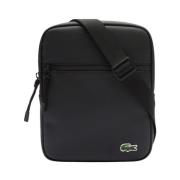 Lacoste Urban Zippered Crossbody väska med krokodil Black, Herr