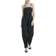 Peserico Last jumpsuit med vridna bomullsskulderband Blue, Dam