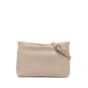 Gianni Chiarini Hamrad läderclutch med avtagbar rem Beige, Dam