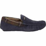 Barbour Navy Sheepskin Moccasin Slippers Monty Blue, Herr