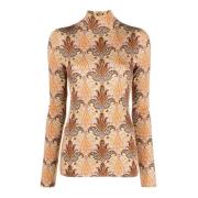 Etro Paisley Medaljong Grafisk Turtleneck Tröja Multicolor, Dam