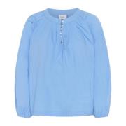 Saint Tropez Feminin blus med puffärmar Blue, Dam