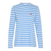 Saint Tropez Broderad Långärmad T-shirt All Aboard Blue, Dam