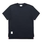 Thom Browne Lätt Jersey Tee med Sidslitsar Blue, Dam