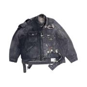 Mihara Yasuhiro Svart Denim Blouson med Vintage Finish Black, Herr