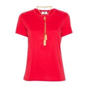 Elisabetta Franchi Bomull T-shirt med Cut-Out Design Red, Dam