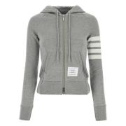 Thom Browne 4-Bar Zip Hoodie i Loopback Bomull Gray, Dam