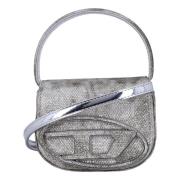 Diesel Crossbodyväska i glittertyg med D-metallplakett Beige, Dam