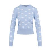 Dolce & Gabbana Logo Inlagd Jumper Blue, Dam