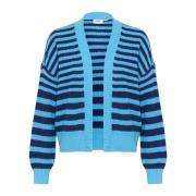 Saint Tropez Randig Öppen Cardigan All Aboard Blue, Dam