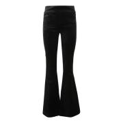 PAIGE Sammet Stretchbyxor med Ikonisk Patch Black, Dam