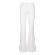 Paige Vit Stretch Bomull Flared Jeans White, Dam