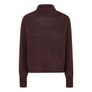 Roberto Collina Bordeaux Alpaca Sweater Dolcevita Style Red, Dam