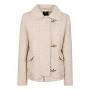 Fay Bouclé Jacka med Quiltad Foder Beige, Dam