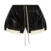 Rick Owens Leather Shorts Fog Black, Dam