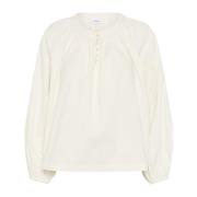 Saint Tropez Feminin Blus med Puffärmar White, Dam