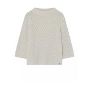 Gustav Cropped Sleeve Stickad Tröja Off White White, Dam