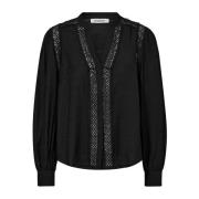 Co'Couture Svart Spetsdetalj Skjortblus Black, Dam