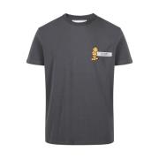 Iceberg Grå slim-fit T-shirt i stretchjersey med Garfield-tryck och lo...