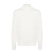 Roberto Collina Lyxig Turtleneck Sweater Ecru White, Herr