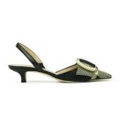 Prosperine Rafia Slingback Sandaler Black, Dam