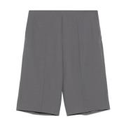 Dries Van Noten Ull Papper Gabardine Korta Byxor Gray, Dam