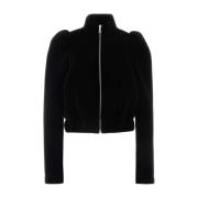 Dries Van Noten Mjuk Velvet Kort Puff Jacka Black, Dam