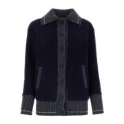 Thom Browne Stilig Navy Blue Wool Cardigan Blue, Dam