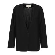 Kaffe Klassisk Boxy Blazer Svart Djup Black, Dam