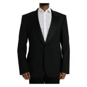 Dolce & Gabbana Svart Sicilia Enkelknäppt Blazer Kappa Black, Herr