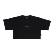 Propaganda Svart Crop Top Tee med Logo Black, Dam