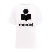 Isabel Marant Étoile Linne T-shirt med Flocked Logo White, Dam