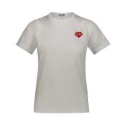 Comme des Garçons Röd Pixelerad Hjärta T-Shirt White, Dam