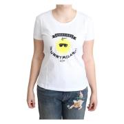 Moschino Sunny Milano Print Bomull T-shirt White, Dam