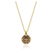 Nialaya Men's Necklace with Gold Compass Yellow, Herr