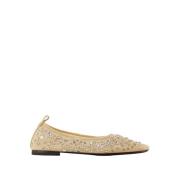 Tory Burch Neutral Sheer Crystal Ballerinas Nylon Beige Beige, Dam