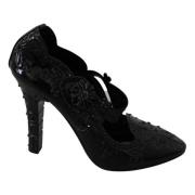 Dolce & Gabbana Kristalldekorerade Cinderella Pumps Black, Dam