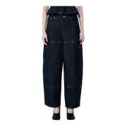 Ganni Fluffy Denim Carpenter Jeans Black, Dam