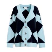 Essentiel Antwerp Oversized Stickad Kofta Blue, Dam