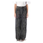 Rotate Birger Christensen Spets Denim Byxor Black, Dam