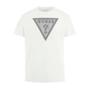 Guess Bomull Logo Print T-shirt White, Herr