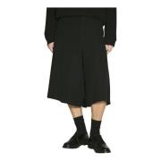 Yohji Yamamoto Veckade bomullstwill shorts Black, Dam