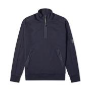 C.p. Company Quarter Zip Sweatshirt med Lens Ficka Blue, Herr