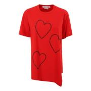 Comme des Garçons Hjärtmotiv Kristall Crew-Neck T-shirt Red, Dam