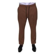 Dolce & Gabbana Randiga Skinny Dressbyxor med Dragsko Brown, Herr